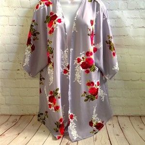 Beautiful Floral Kimono/Casual Robe/Cardigan/Cover up in Gray/Red/Pink